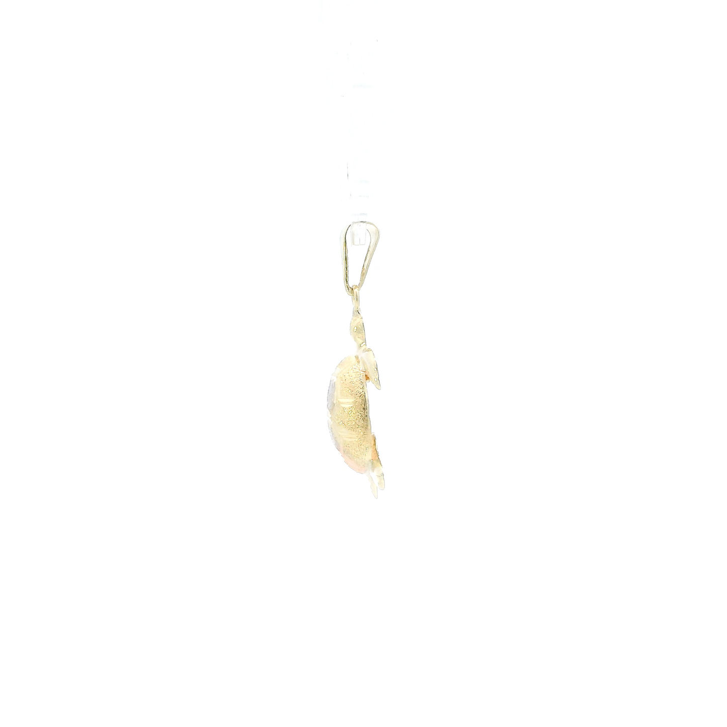 14K Tri Color Gold Diamond Cut Turtle Pendant