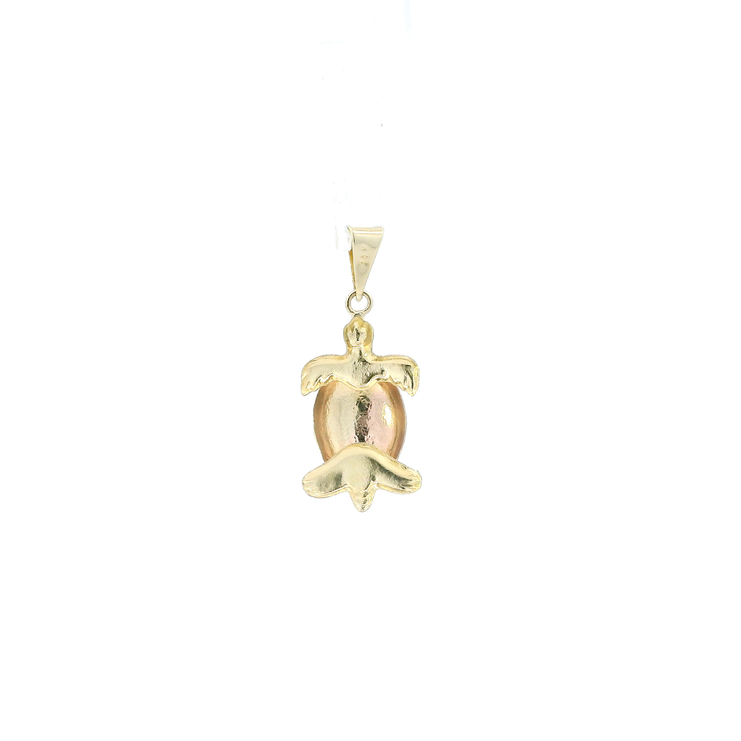 14K Tri Color Gold Diamond Cut Turtle Pendant