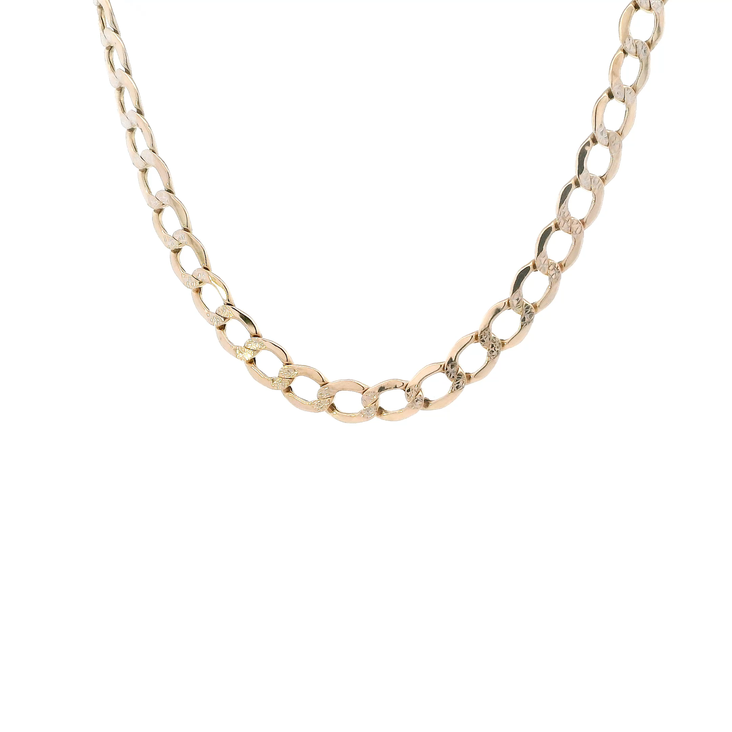 14K Yellow Gold 25.5" Diamond Cut Hollow Curb Chain