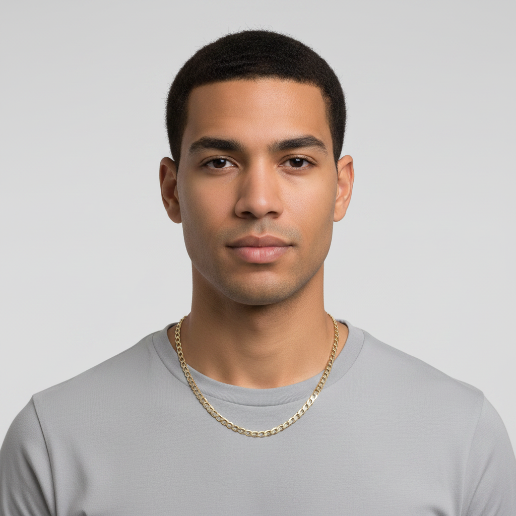 14K Yellow Gold 25.5" Diamond Cut Hollow Curb Chain