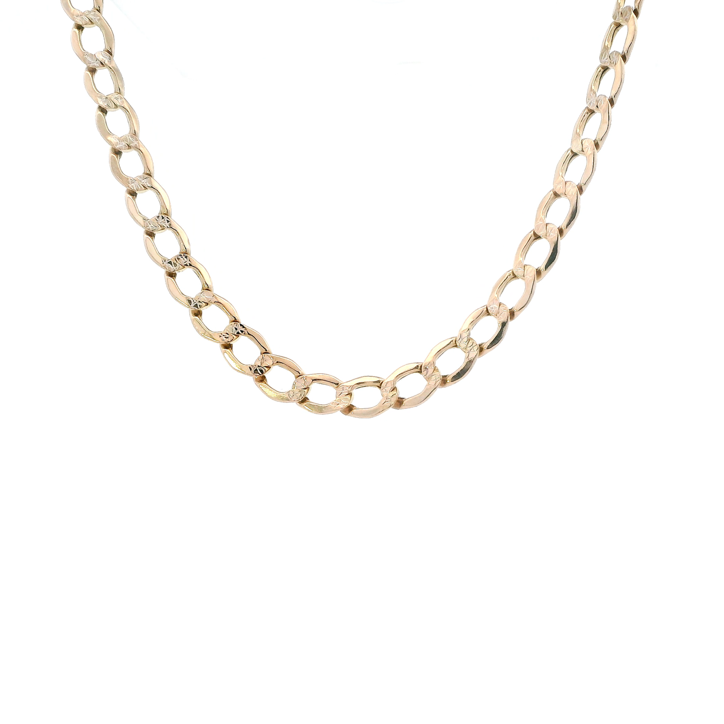 14K Yellow Gold 25.5" Diamond Cut Hollow Curb Chain