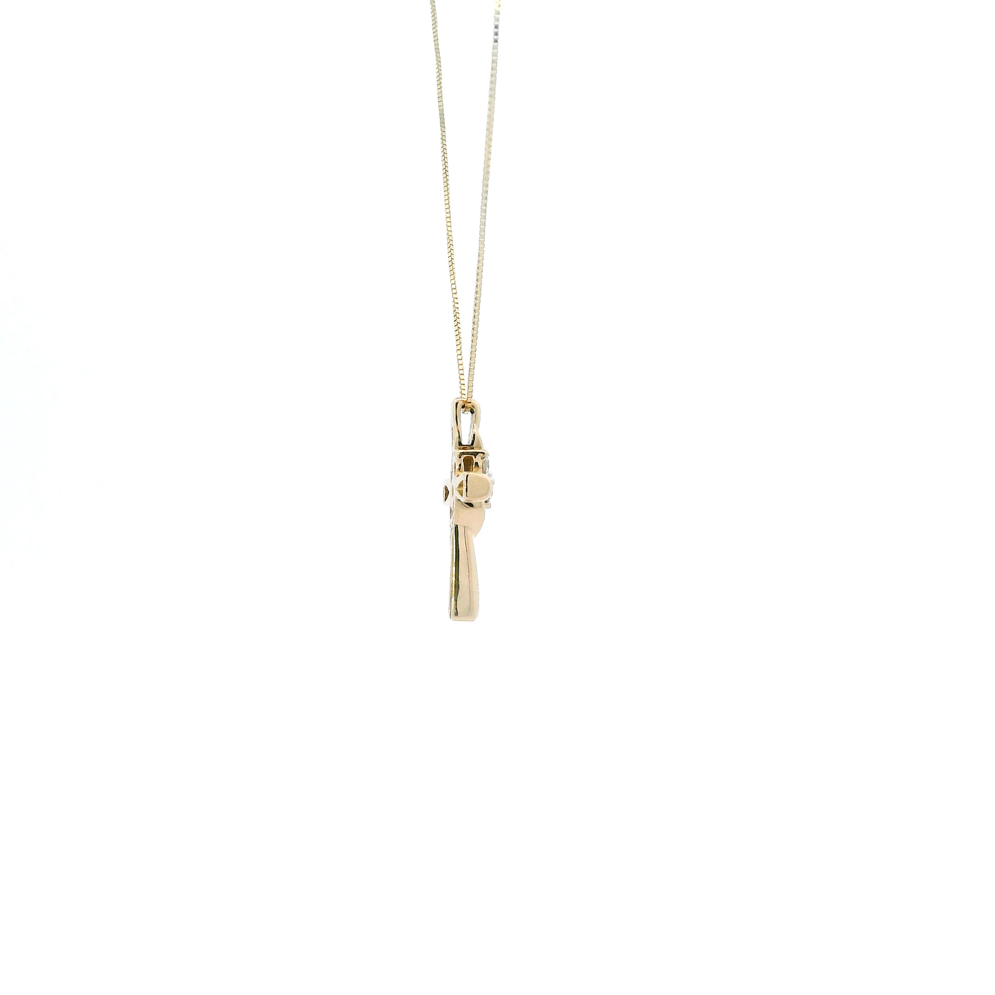 14K Yellow Gold 18" Box Chain & Diamond Cross Pendant- 0.12ct