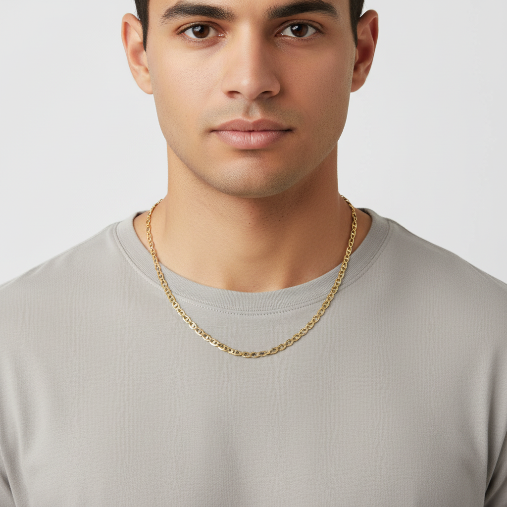 14K Yellow Gold 24" Diamond Cut Mariner Chain