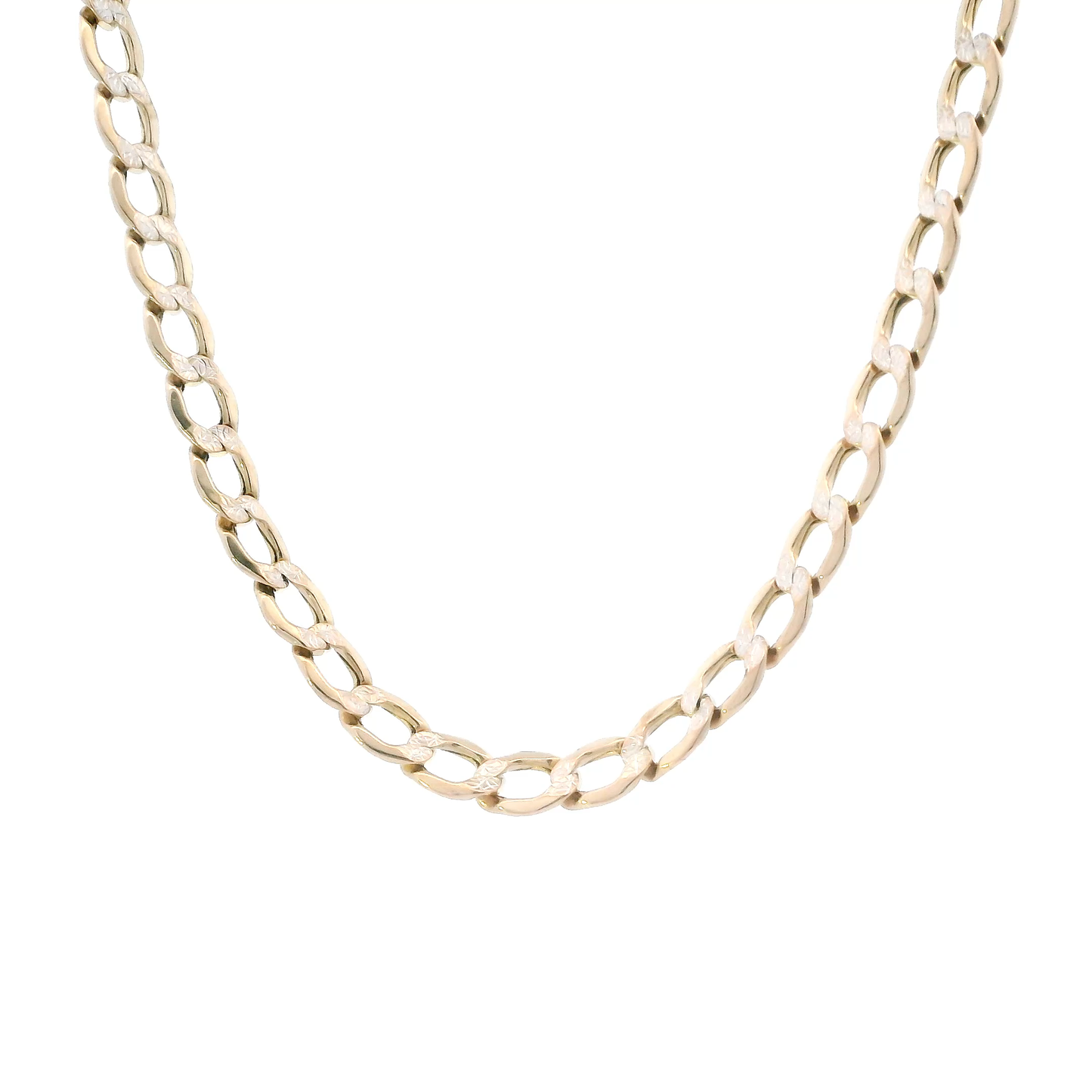 14K Yellow Gold 23" Diamond Cut Hollow Curb Chain