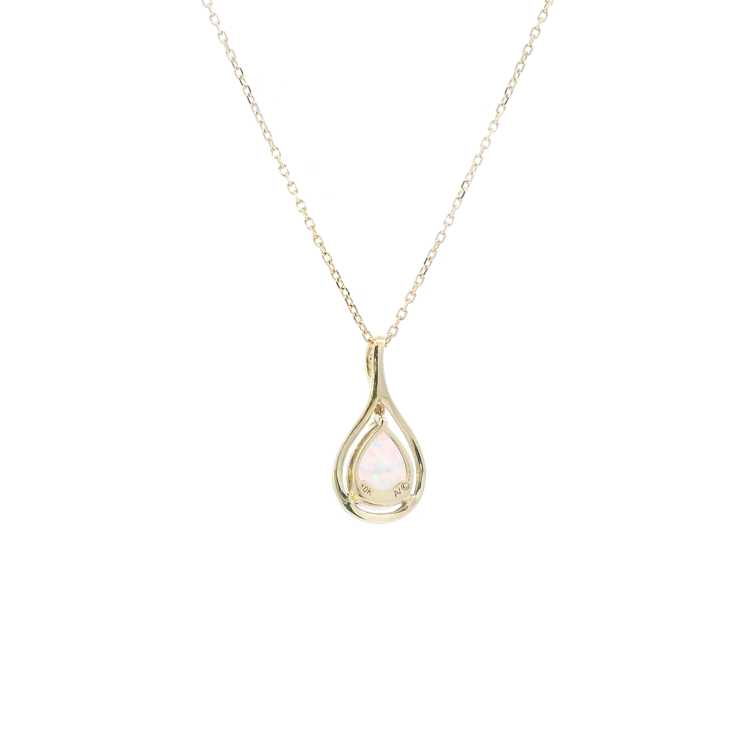 10K Yellow Gold 17-19" Cable Chain & Opal Pendant