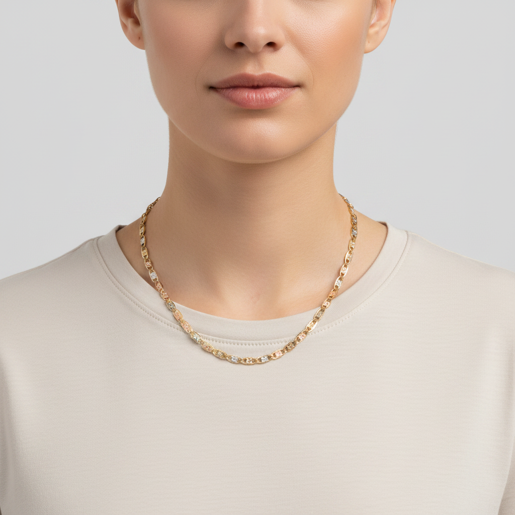 14K Tri Color 20" Valentino Chain