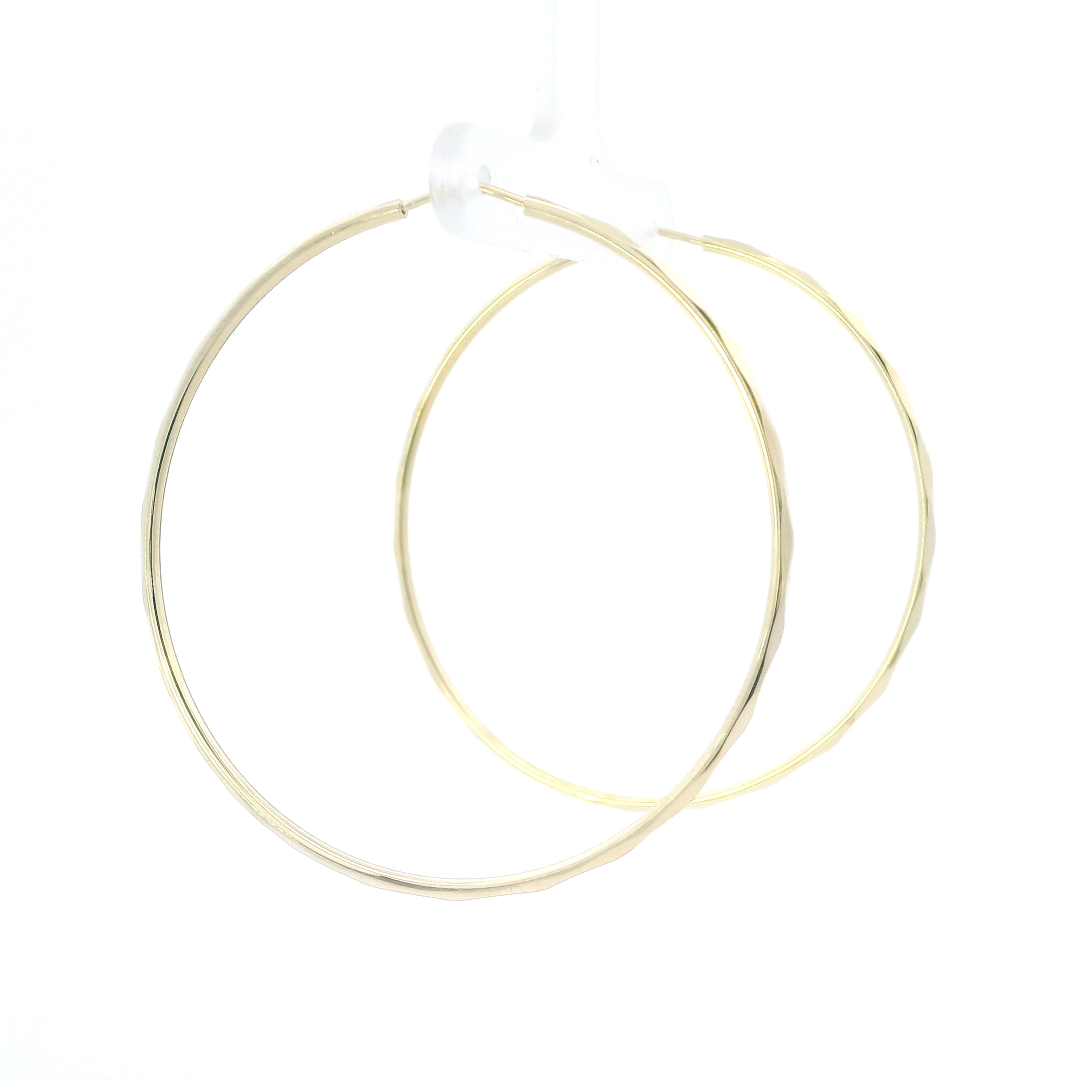 14K Yellow Gold Diamond Cut Hoop Earrings