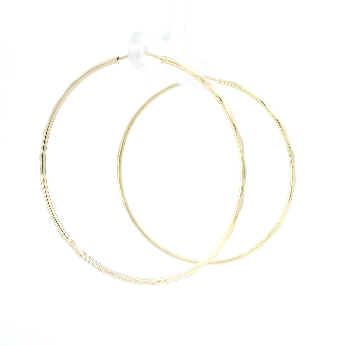14K Yellow Gold Diamond Cut Hoop Earrings