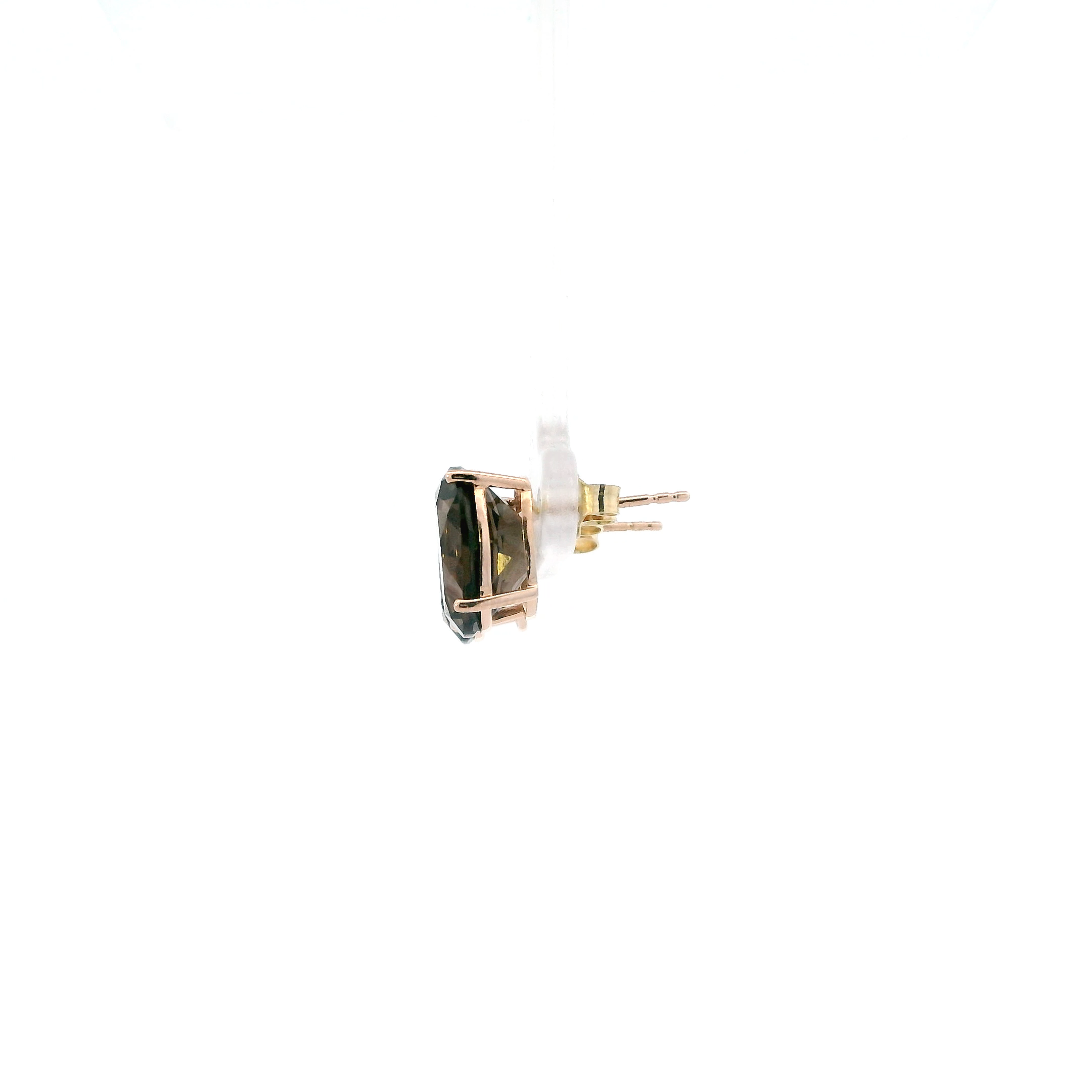 14K Yellow Gold Smokey Quartz Stud Earrings