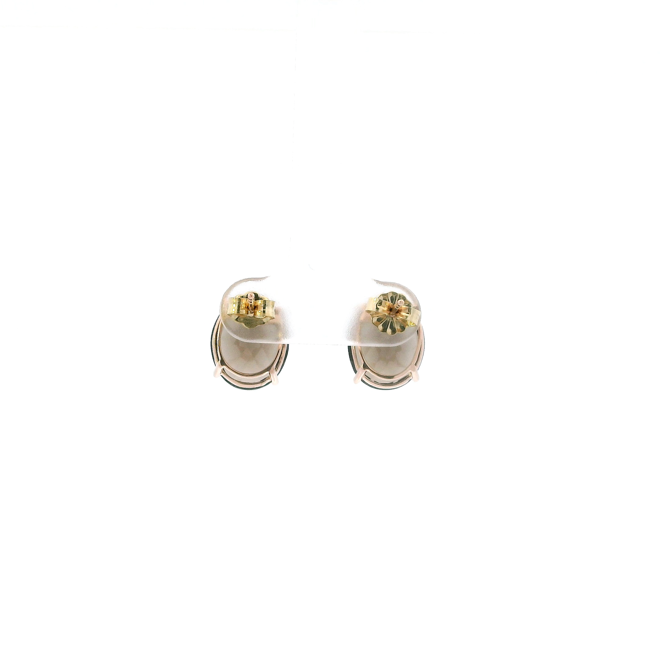 14K Yellow Gold Smokey Quartz Stud Earrings