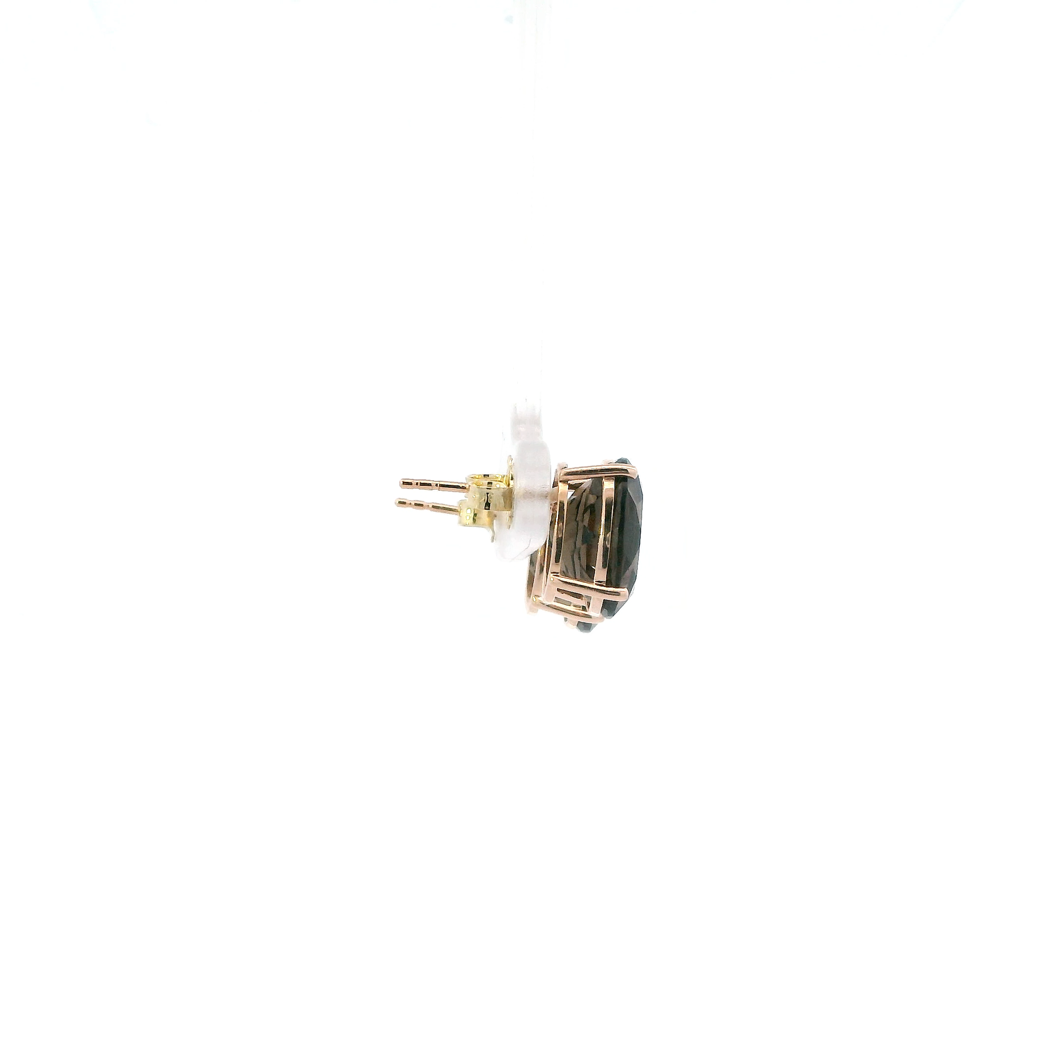 14K Yellow Gold Smokey Quartz Stud Earrings