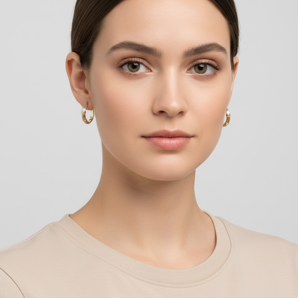 14K White & Yellow Gold Diamond Cut Hoop Earrings