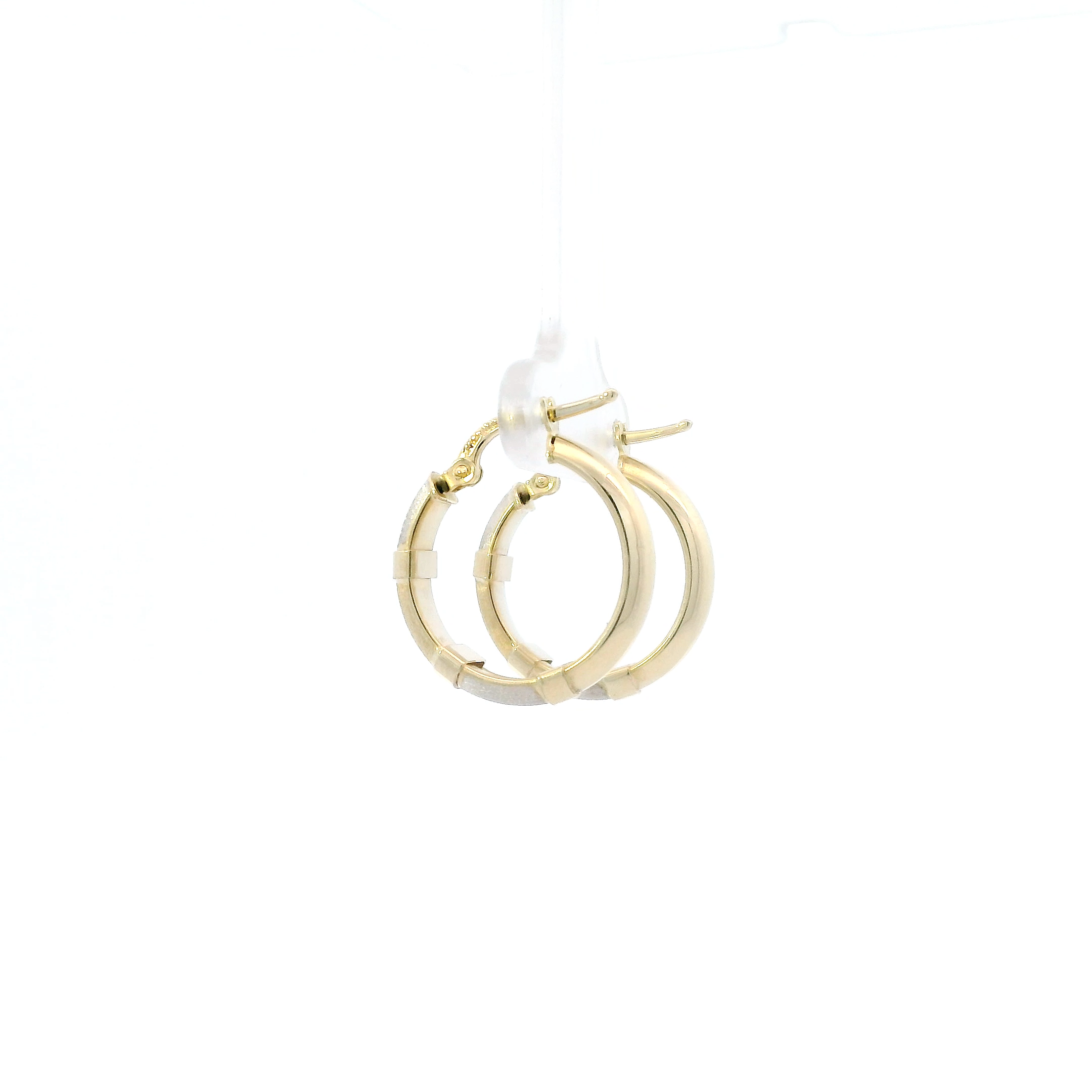 14K White & Yellow Gold Diamond Cut Hoop Earrings