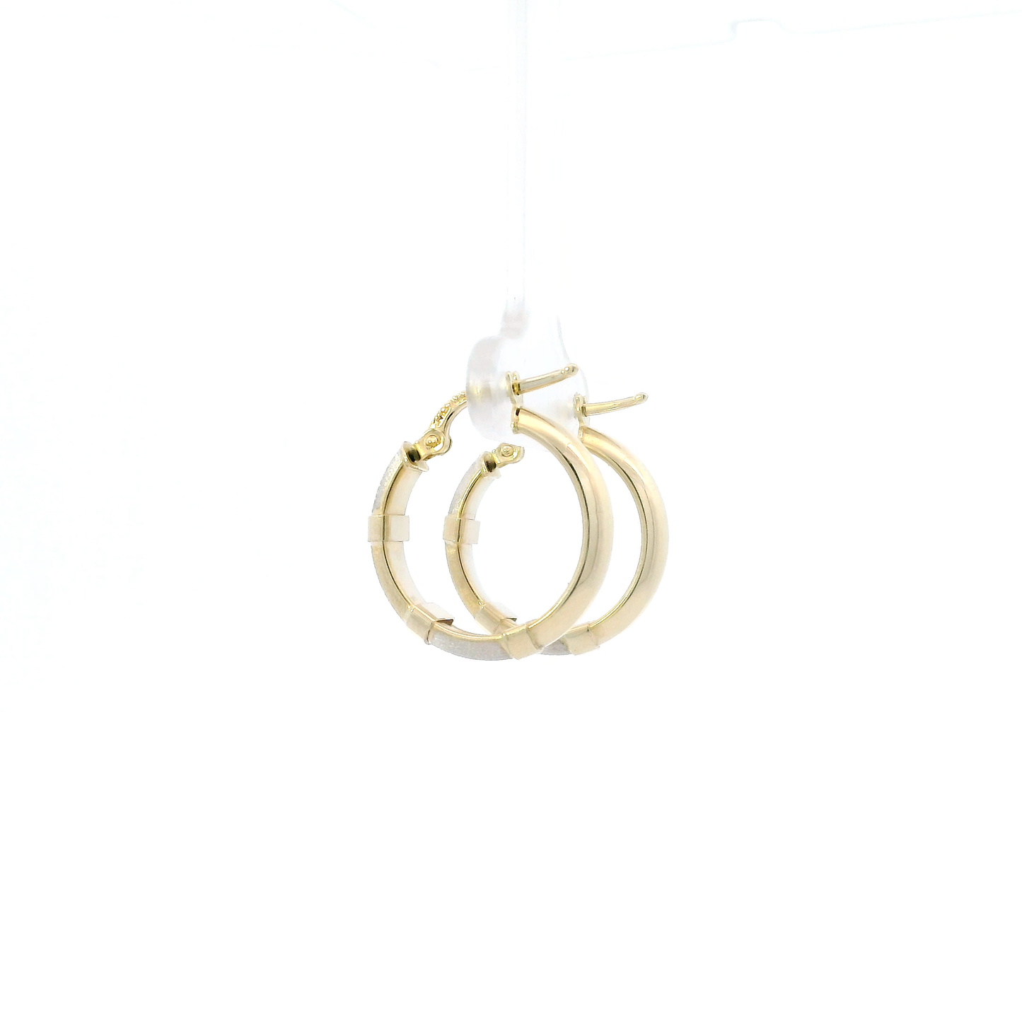 14K White & Yellow Gold Diamond Cut Hoop Earrings