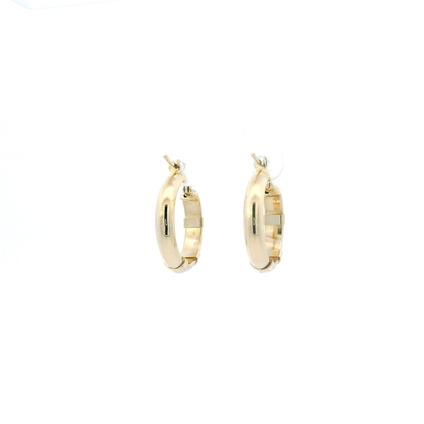 14K White & Yellow Gold Diamond Cut Hoop Earrings