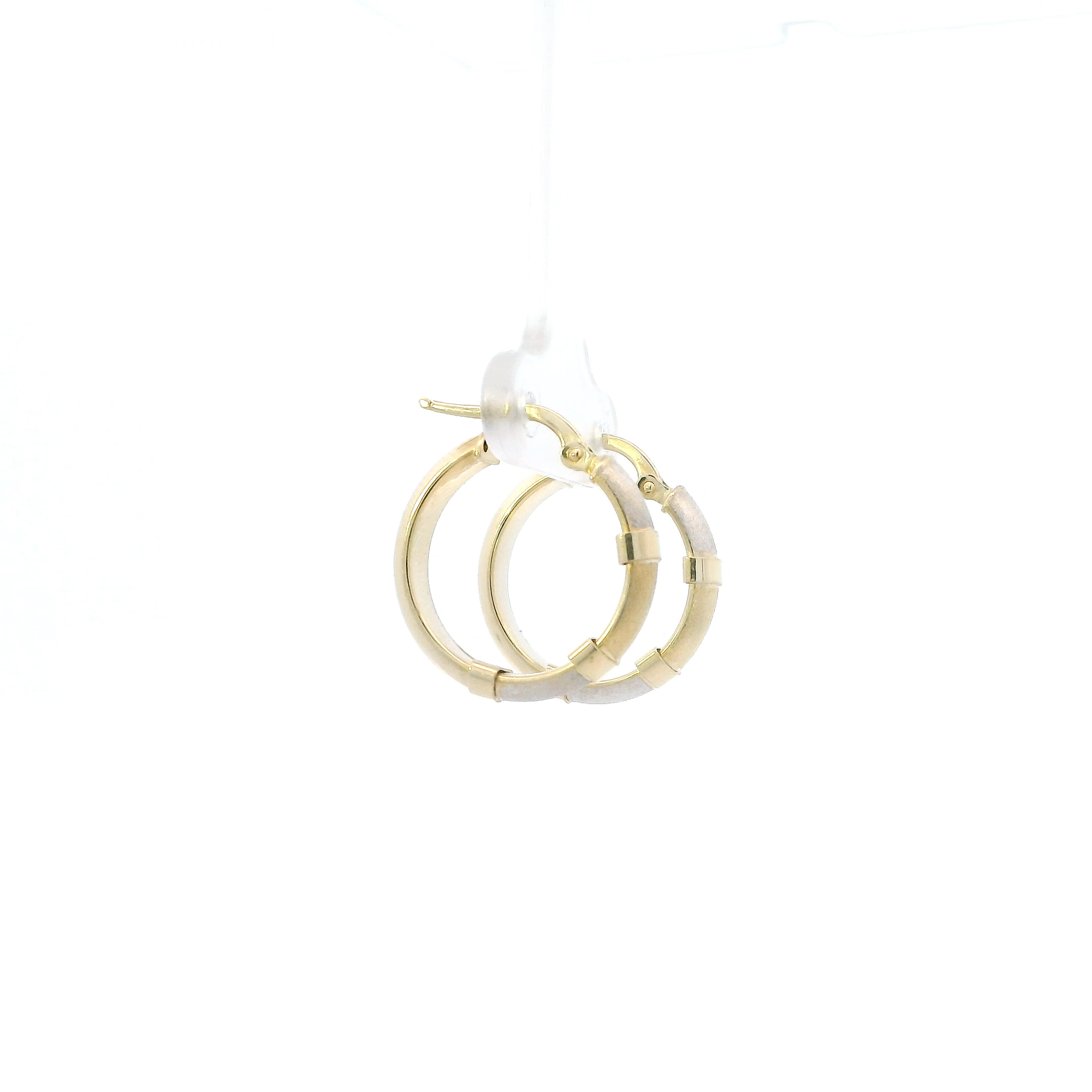 14K White & Yellow Gold Diamond Cut Hoop Earrings