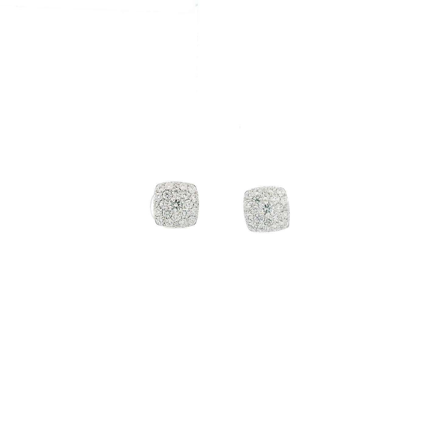 14K White Gold Square Diamond Earrings - 0.76ct