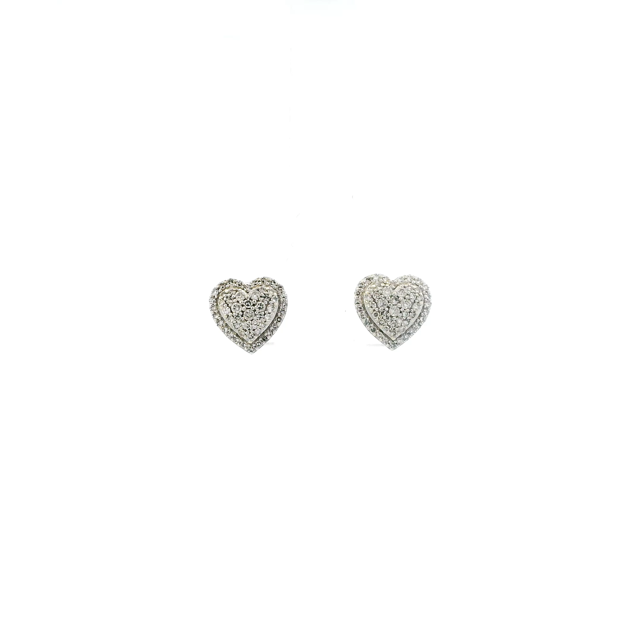 10K White Gold Diamond Heart Earrings