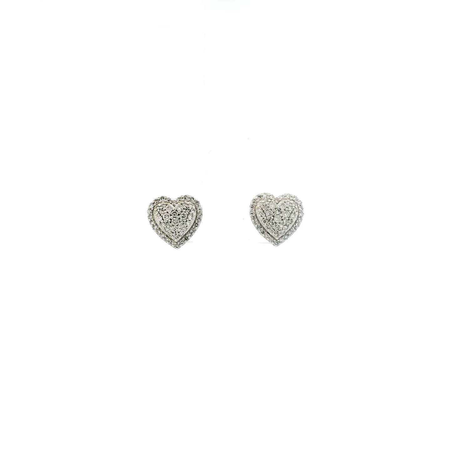 10K White Gold Diamond Heart Earrings