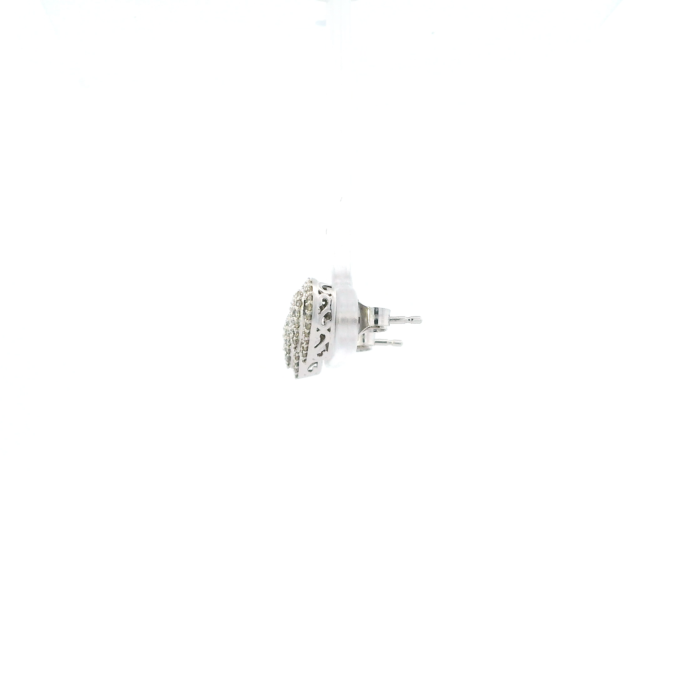10K White Gold Diamond Heart Earrings