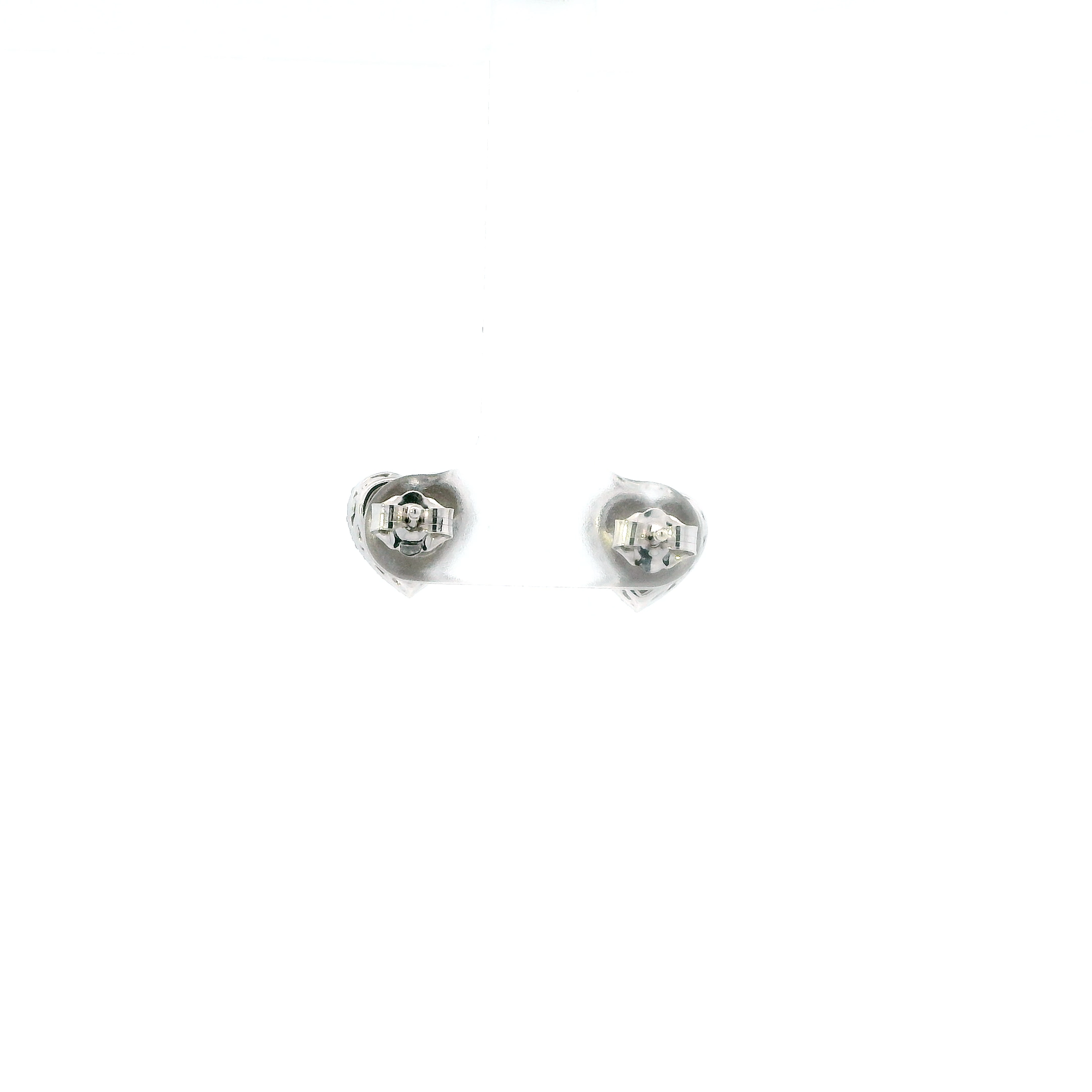 10K White Gold Diamond Heart Earrings