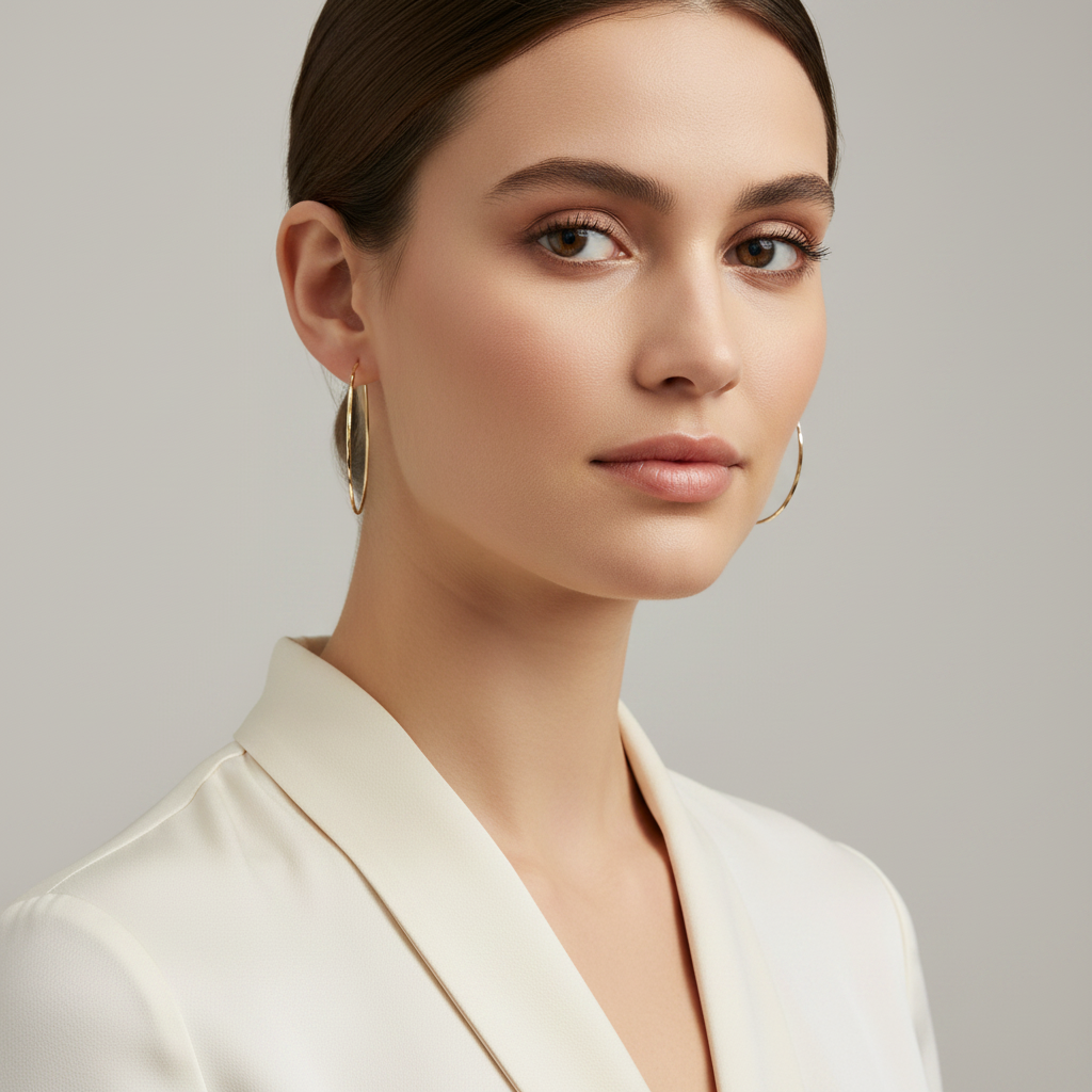 14K Yellow Gold Diamond Cut Hoop Earrings