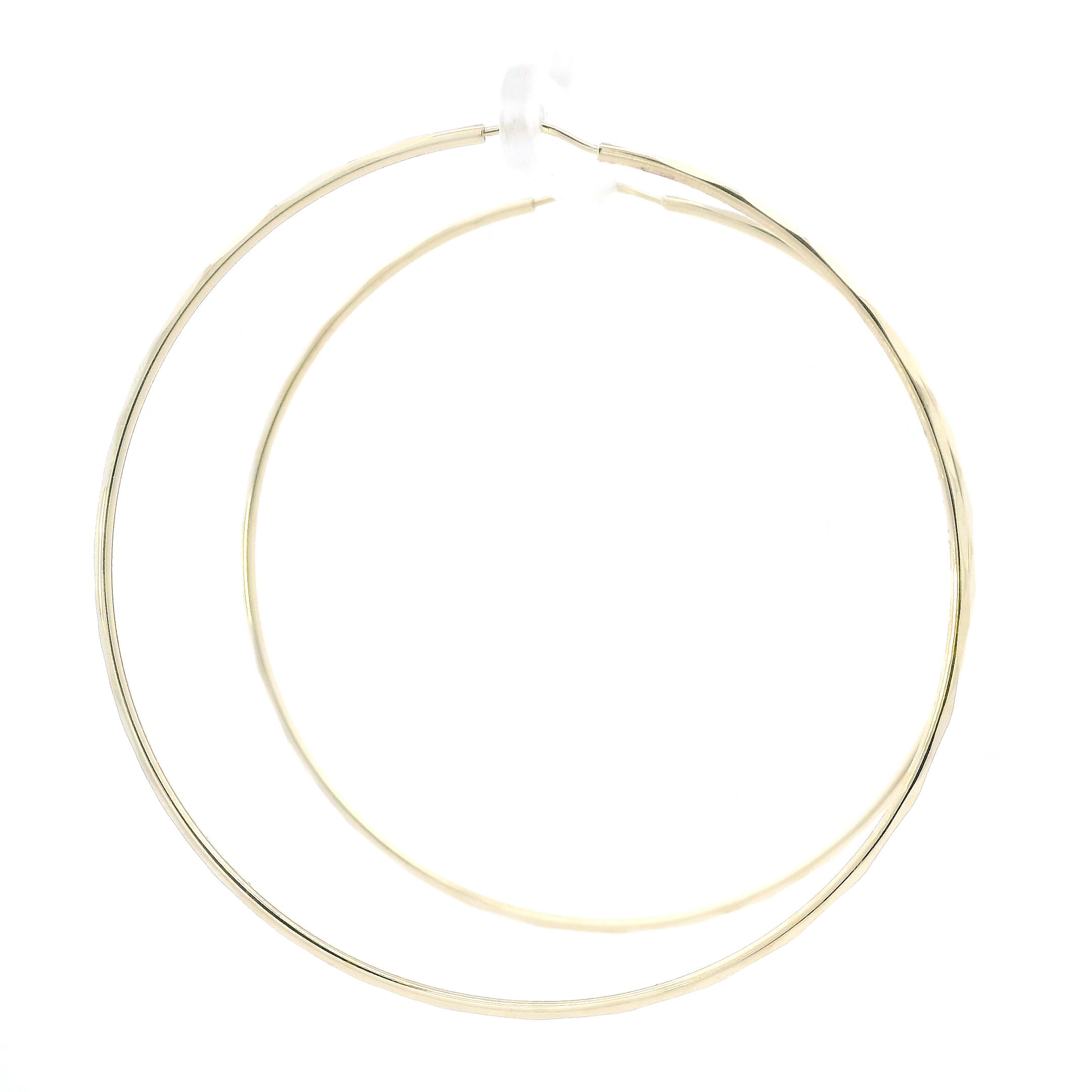 14K Yellow Gold Diamond Cut Hoop Earrings