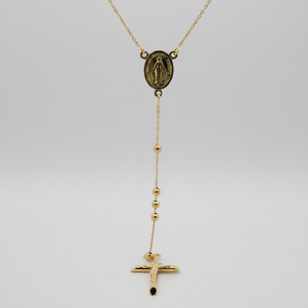 14K Yellow Gold 18" Beaded Rosary