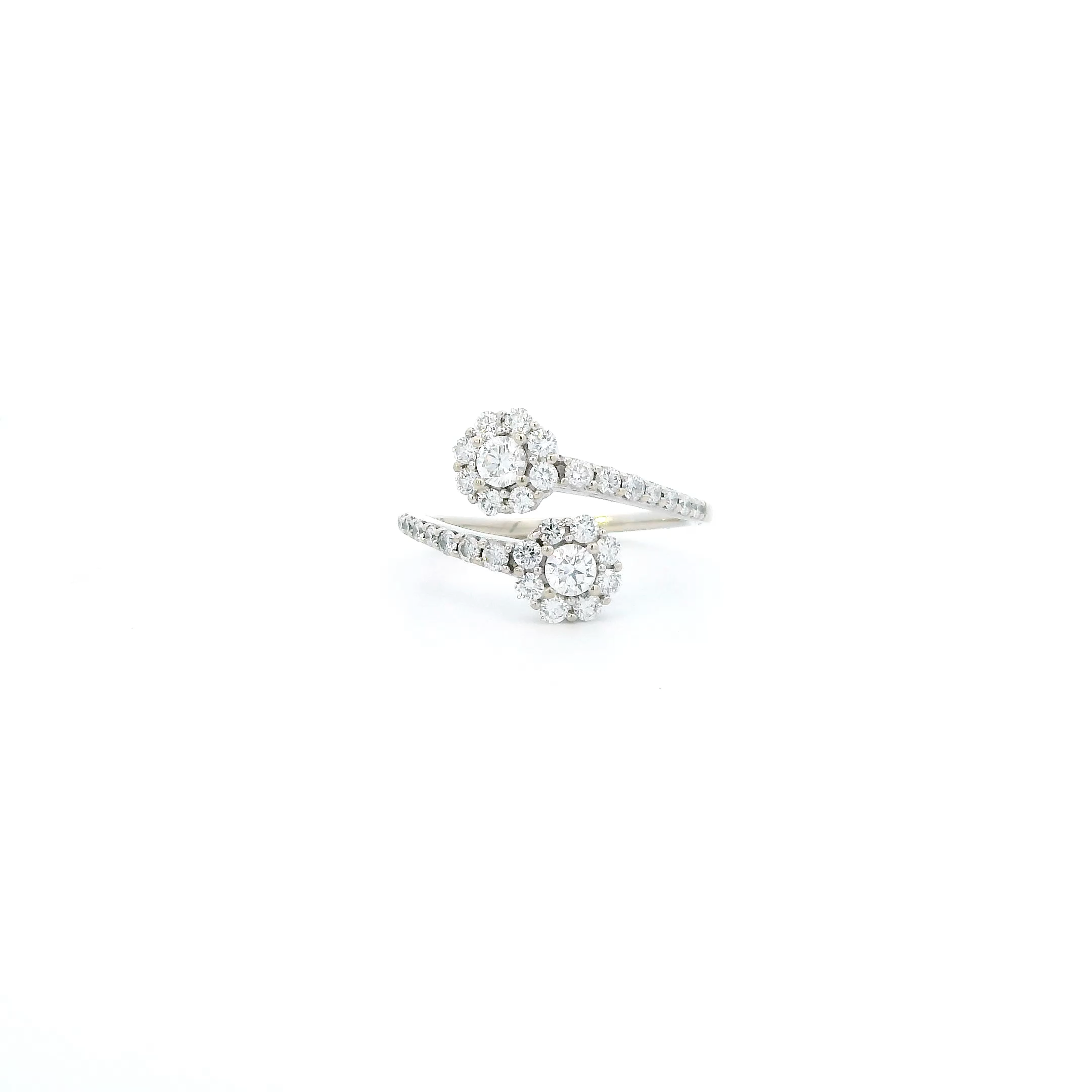 14K White Gold Lab Grown Diamond Flower Womens Ring - 1.01ct