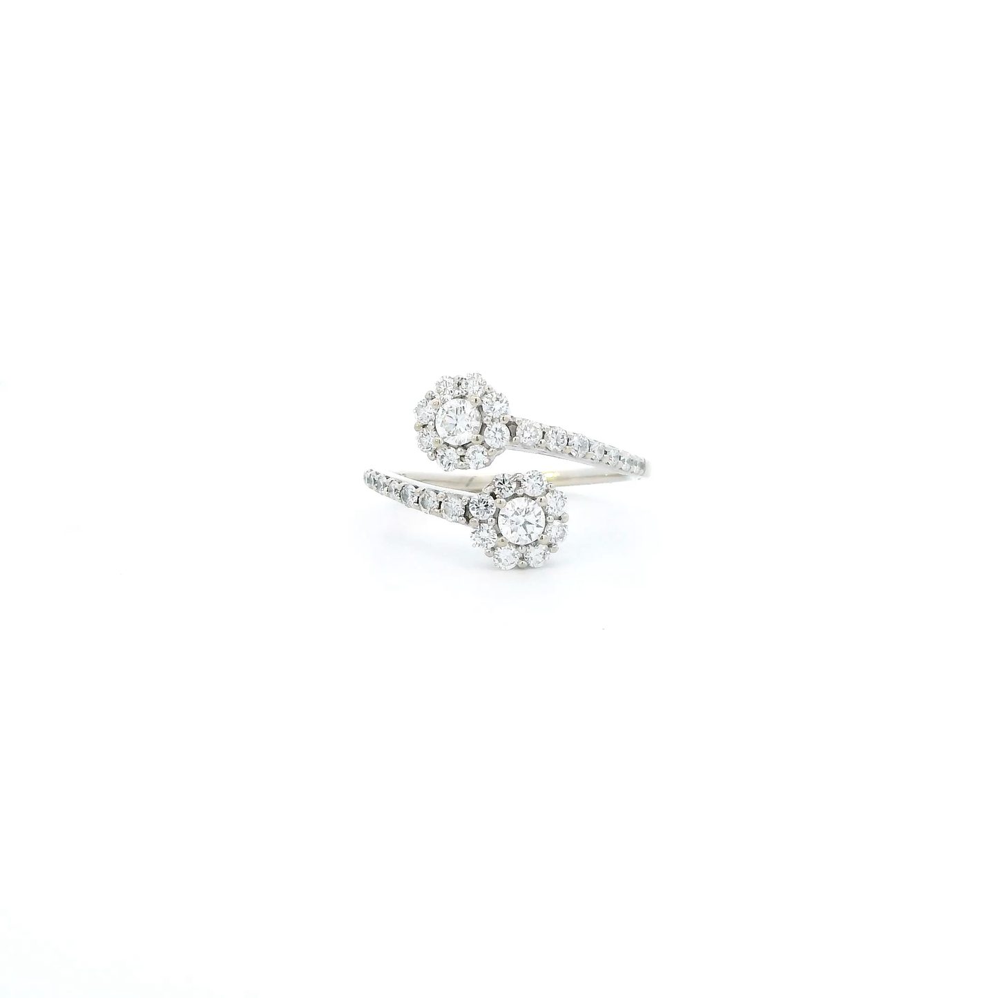 14K White Gold Lab Grown Diamond Flower Womens Ring - 1.01ct