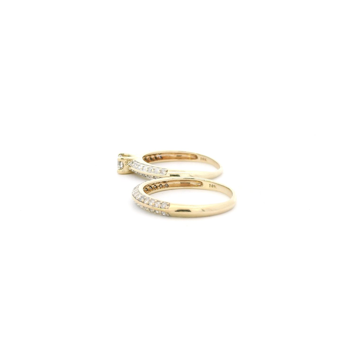 10K Yellow Gold Diamond Womens Engagement & Wedding Ring Set - 0.83ct