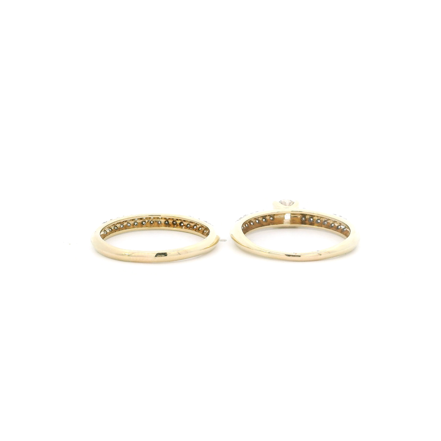 10K Yellow Gold Diamond Womens Engagement & Wedding Ring Set - 0.83ct
