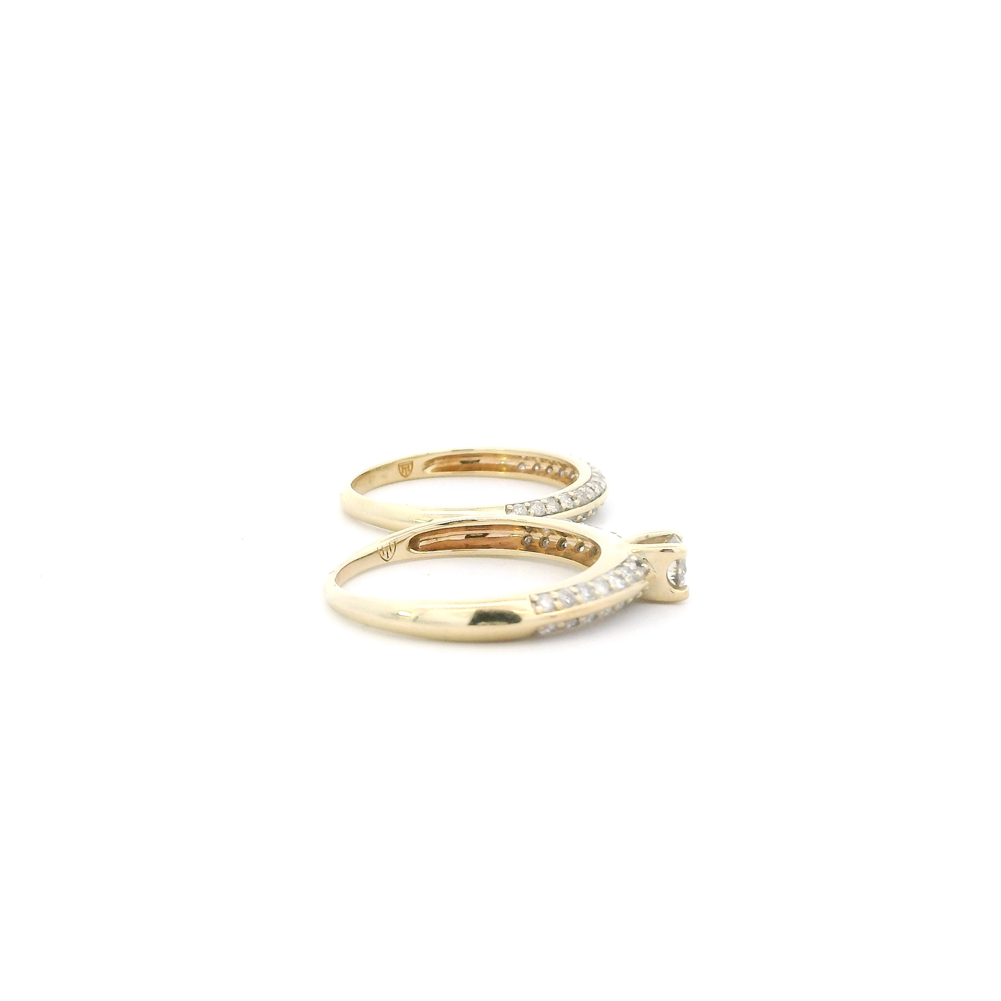 10K Yellow Gold Diamond Womens Engagement & Wedding Ring Set - 0.83ct
