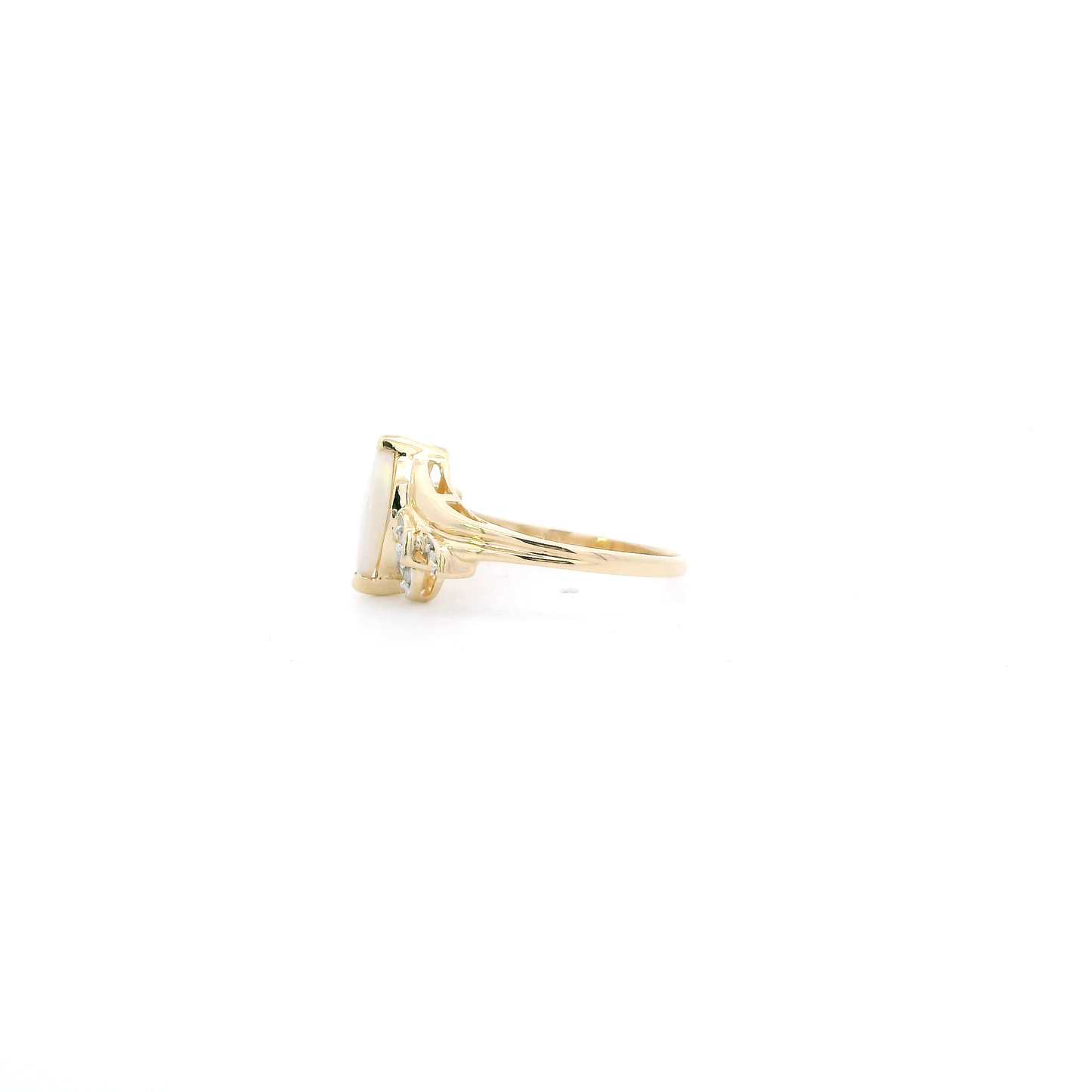 10K Yellow Gold Opal & Diamond Womens Ring - 0.04ct