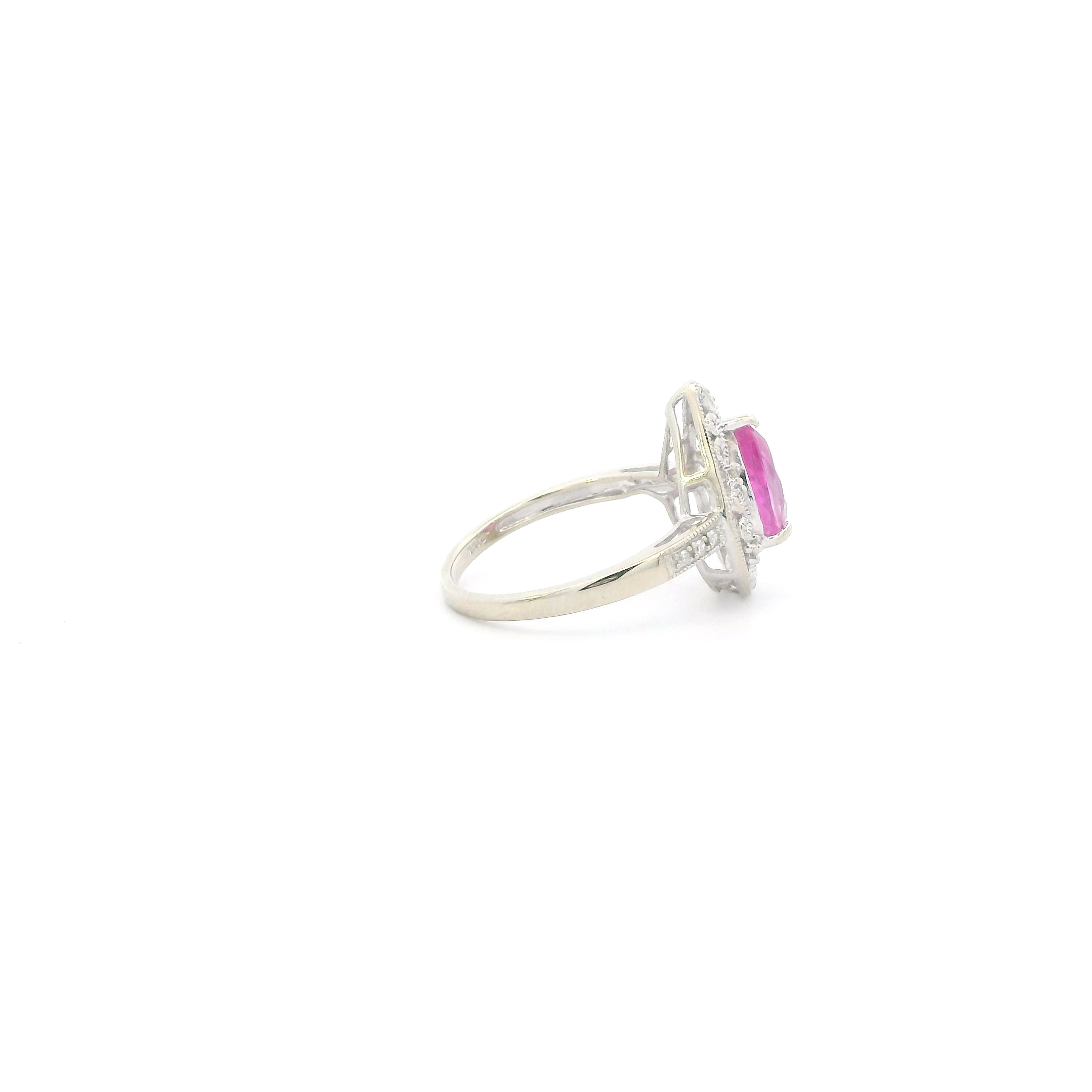10K White Gold Pink Sapphire Filigree Womnes Ring