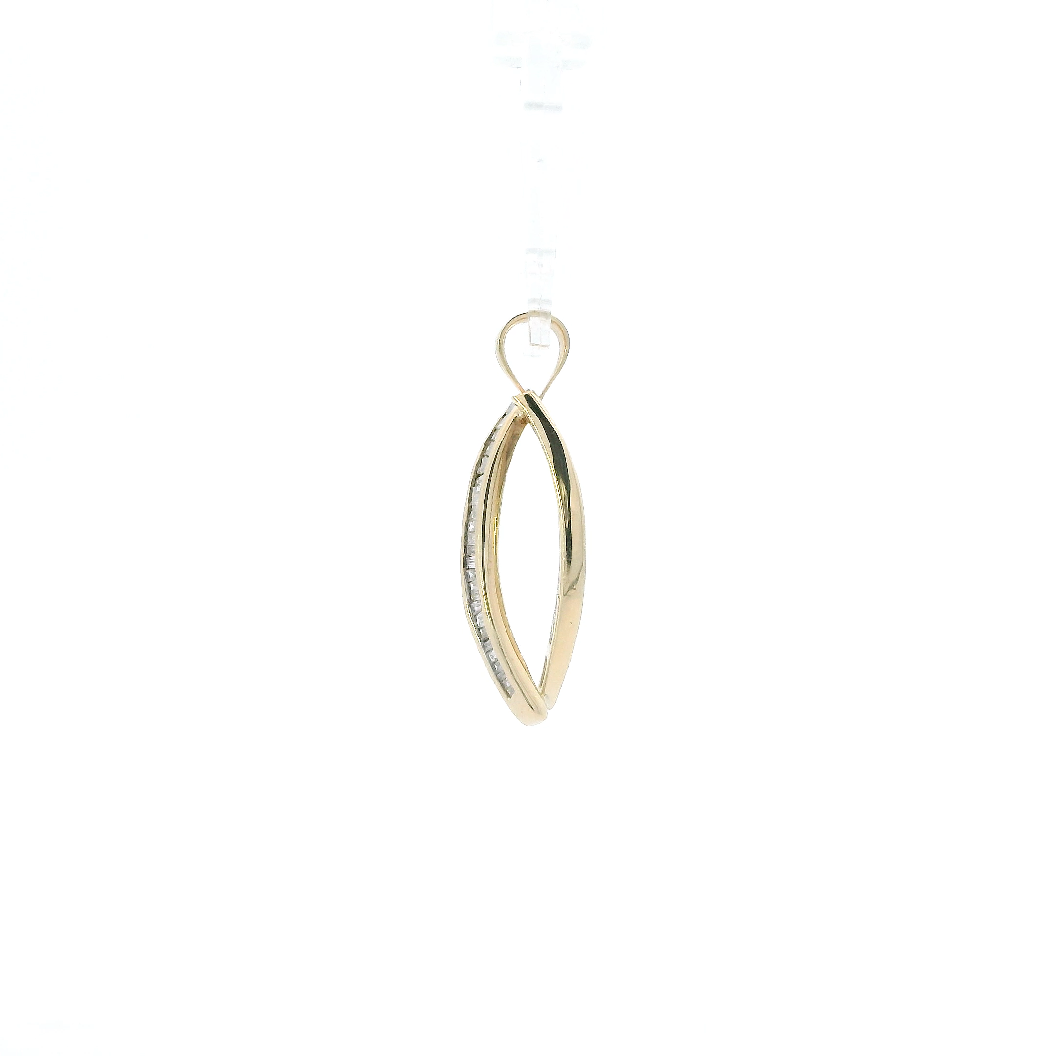 14K Yellow Gold Oblong Diamond Pendant