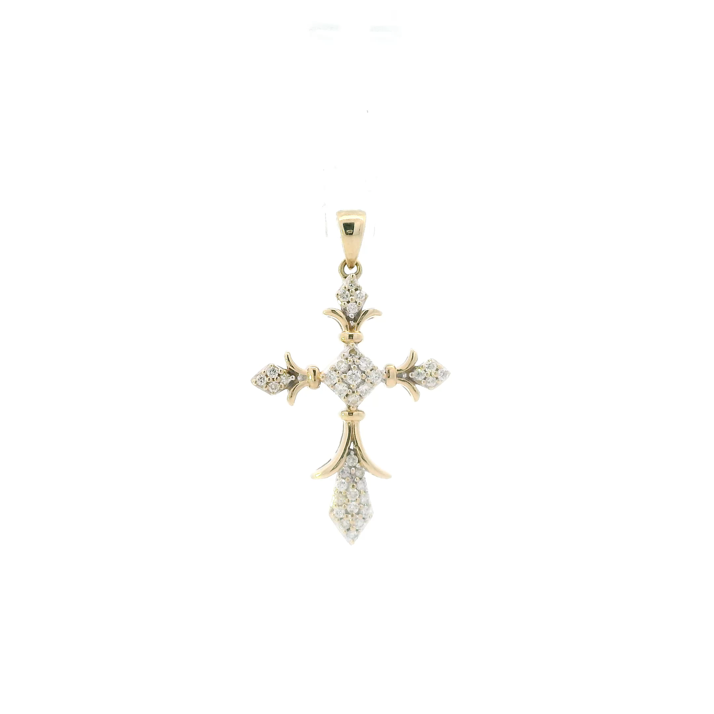 10K Yellow Gold Diamond Cross Pendant - 0.23ct