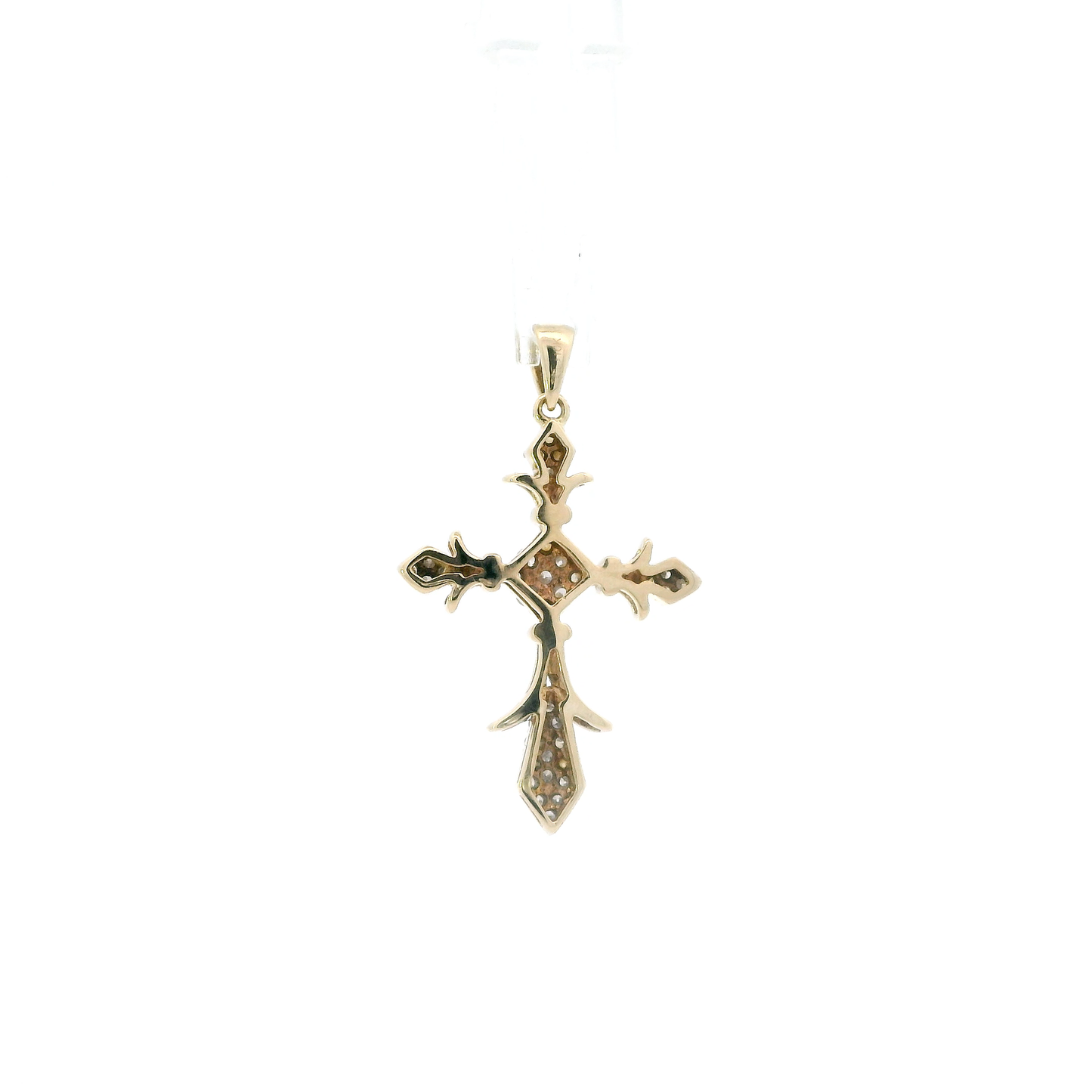 10K Yellow Gold Diamond Cross Pendant - 0.23ct