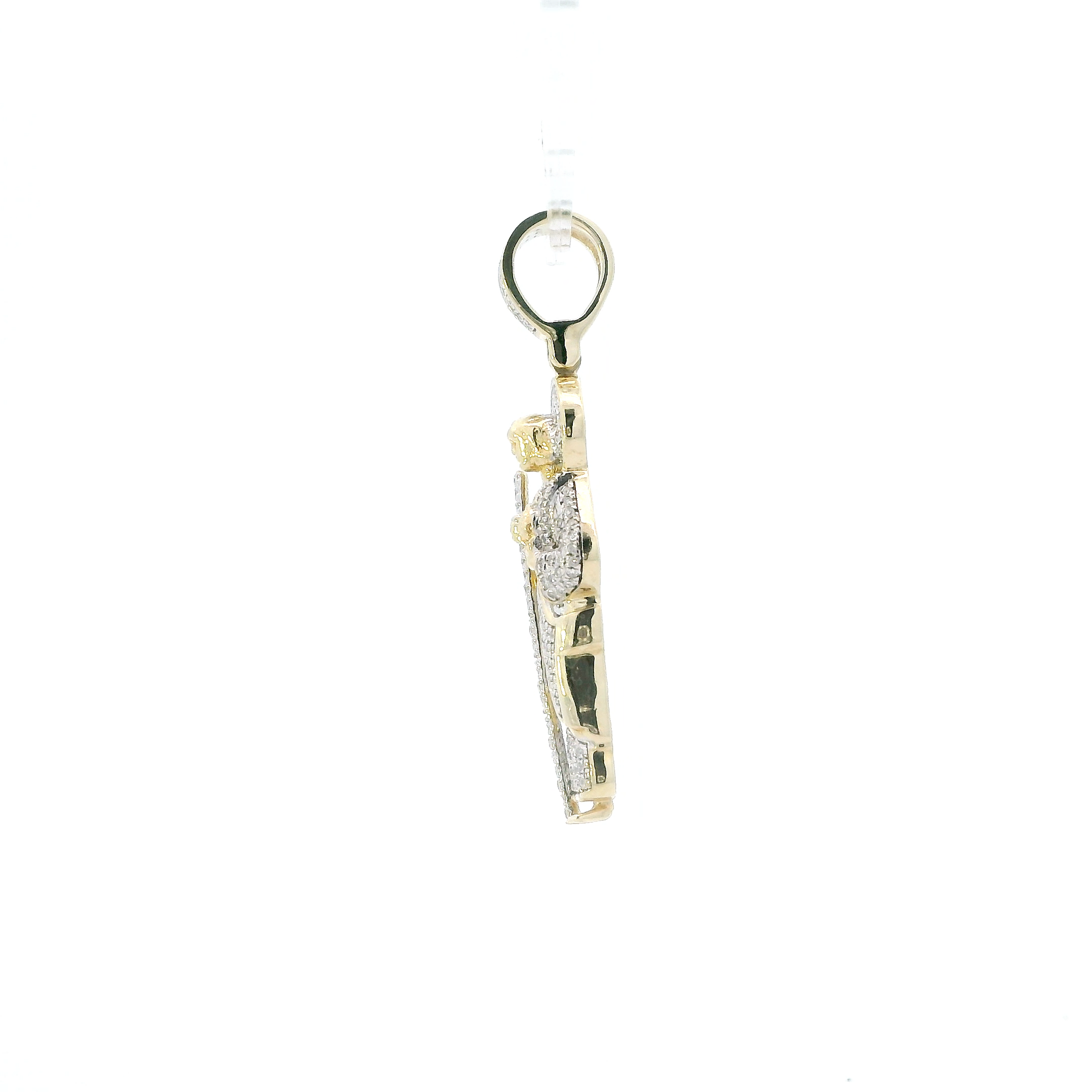 10K Yellow Gold Pave Diamond Religious Figure Pendant