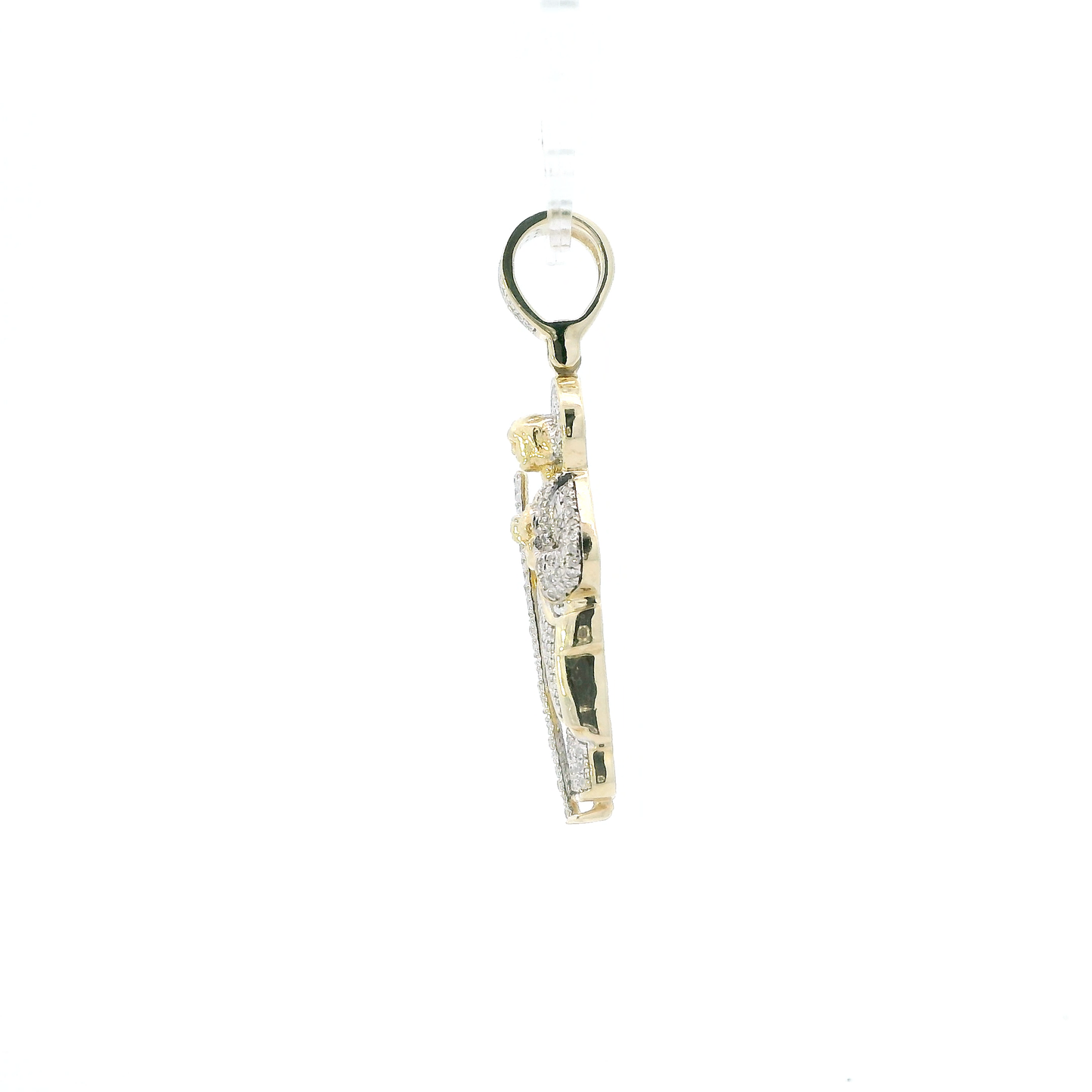 10K Yellow Gold Pave Diamond Religious Figure Pendant