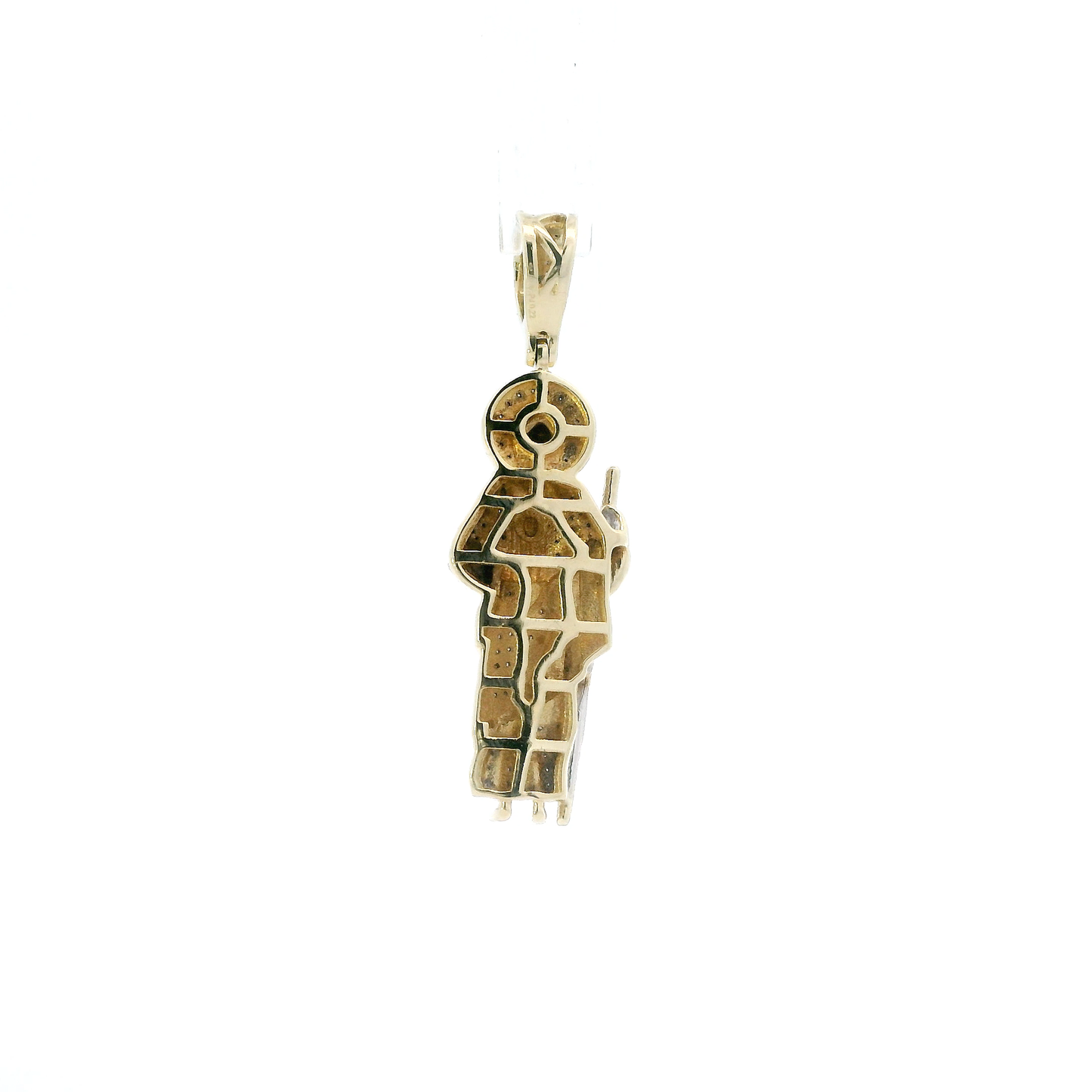 10K Yellow Gold Pave Diamond Religious Figure Pendant