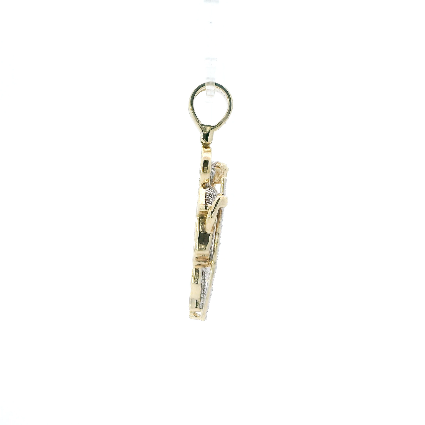 10K Yellow Gold Pave Diamond Religious Figure Pendant