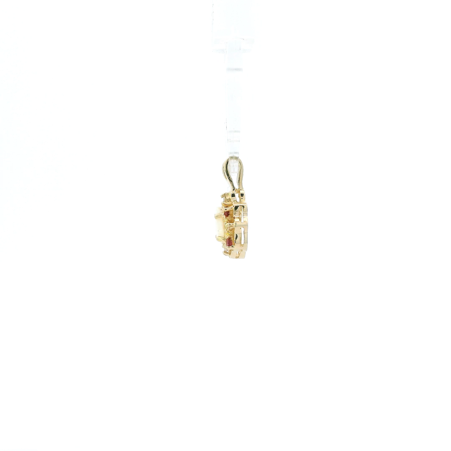 14K Yellow Gold Opal & Ruby Oval Pendant