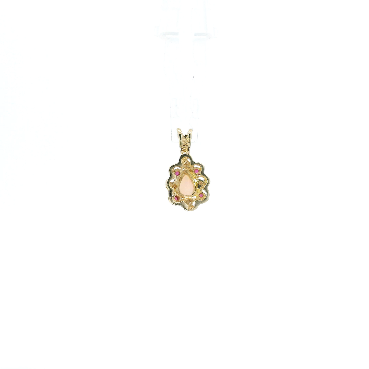 14K Yellow Gold Opal & Ruby Oval Pendant