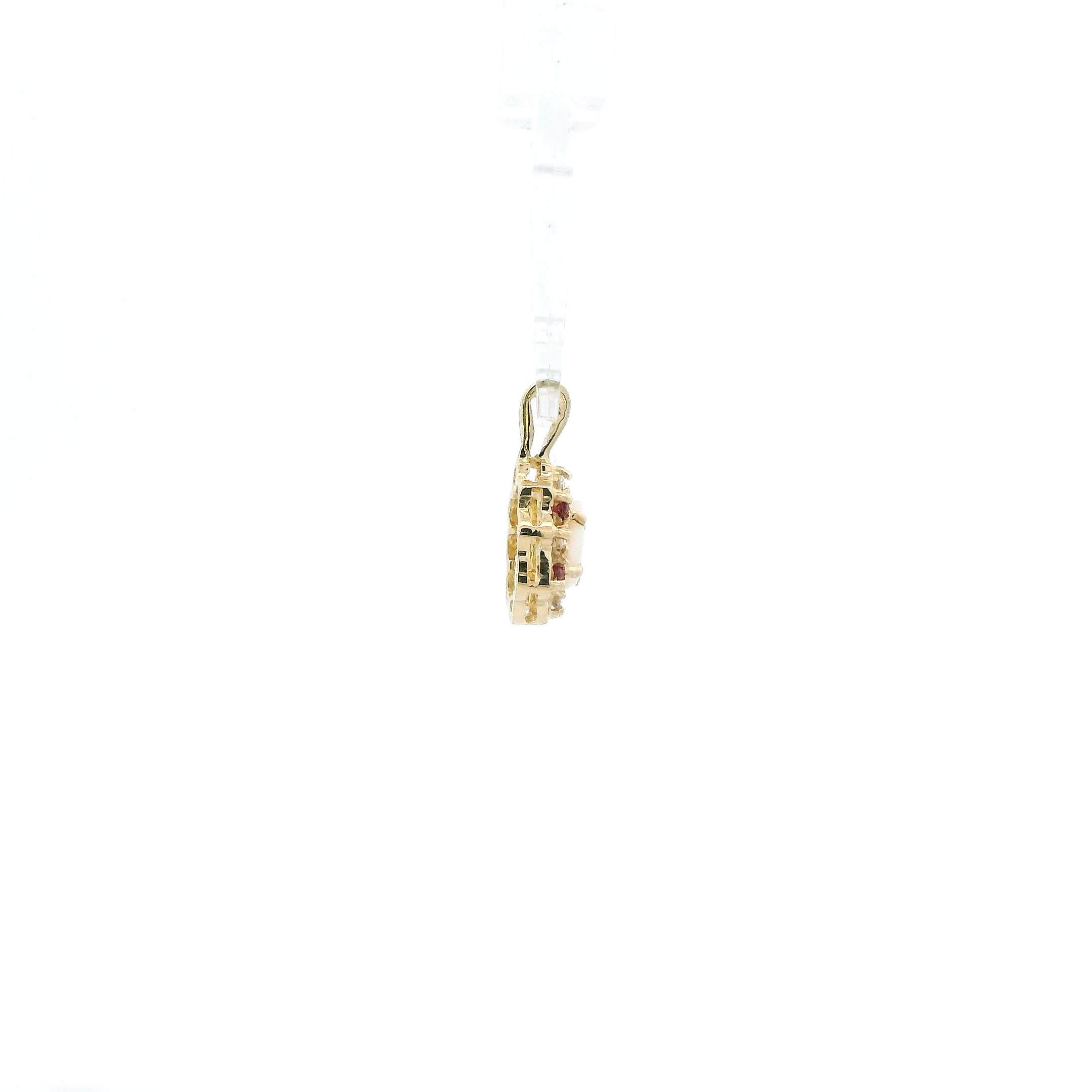 14K Yellow Gold Opal & Ruby Oval Pendant