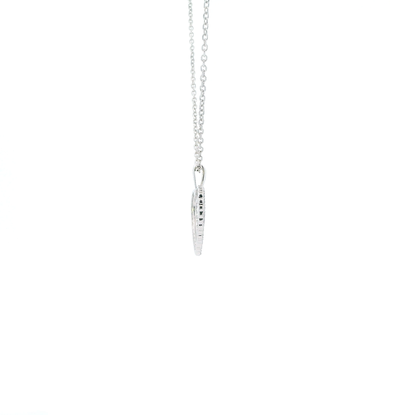 14K White Gold 16-18" Cable Chain & Diamond Heart Pendant - 0.22ct