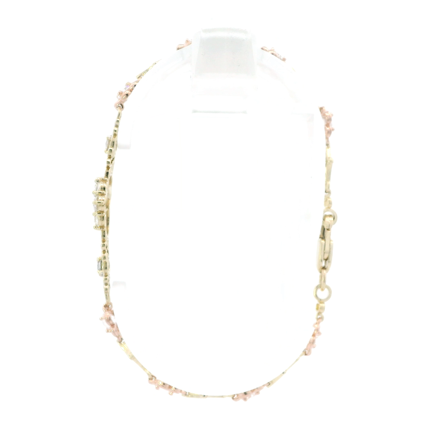 10K Tri Color Gold 7.25" 15 Anos Heart & Floral Design Bracelet