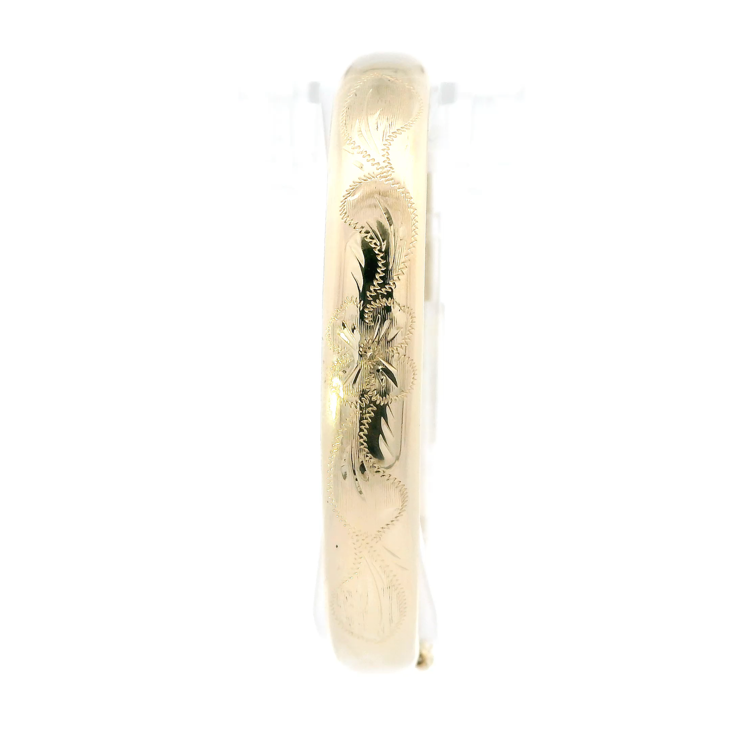 14K Yellow Gold Flower Design Bangle Bracelet