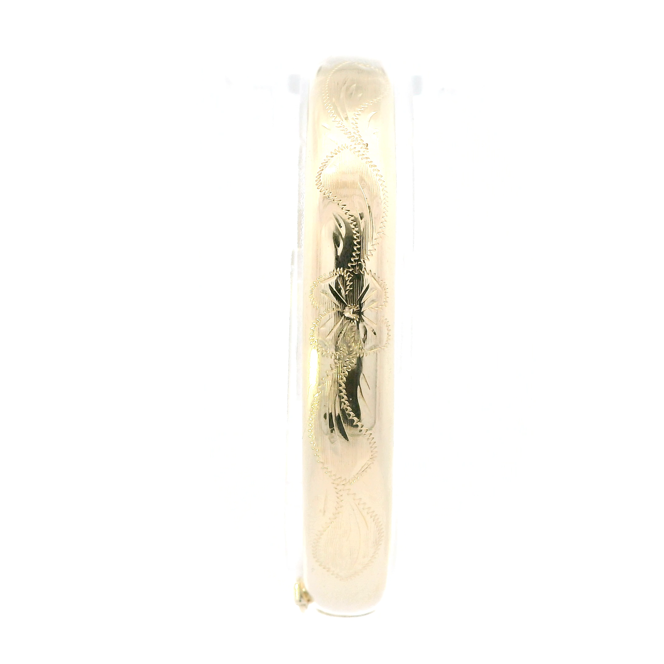 14K Yellow Gold Flower Design Bangle Bracelet