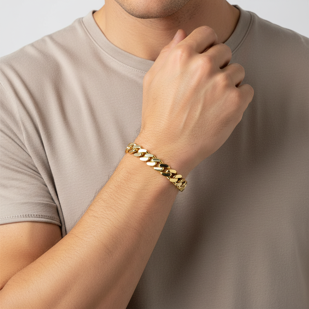 14K Yellow Gold 8.25" Hollow Monaco Bracelet